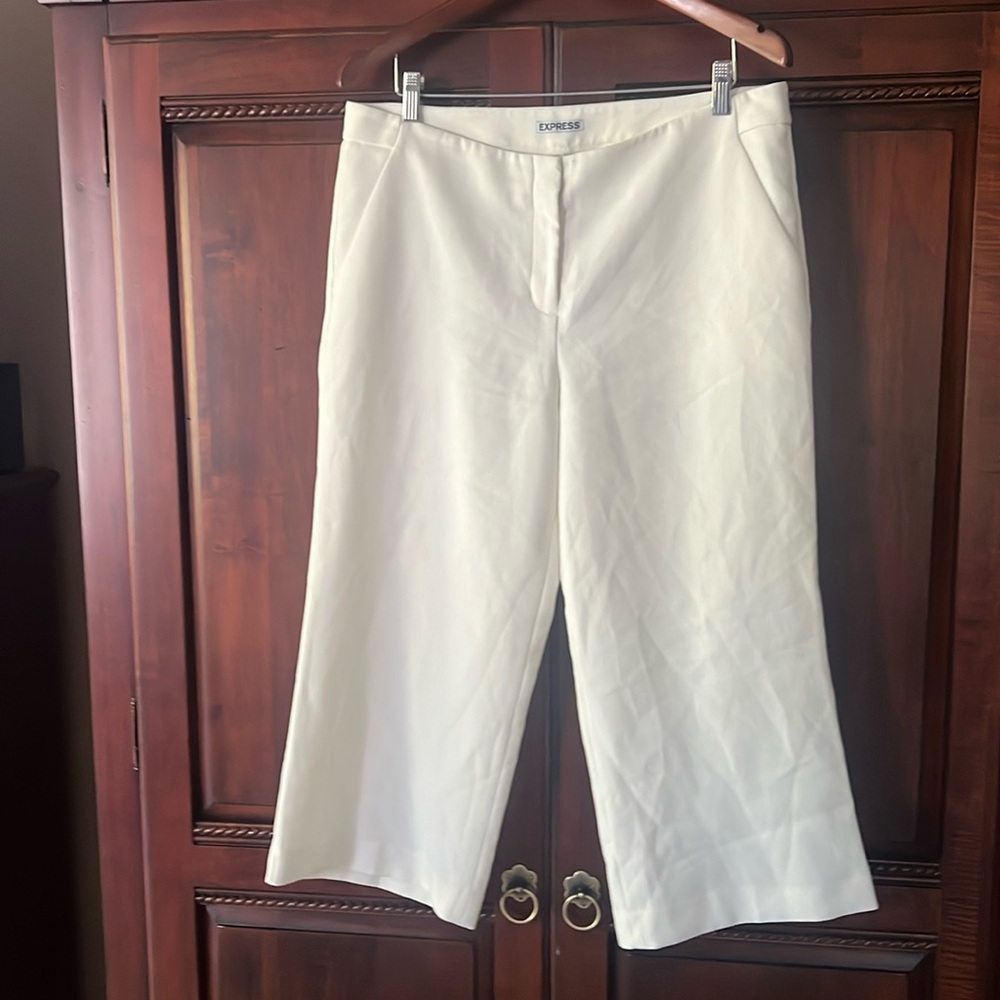 Express Wide Leg Cropped Dress Pants Size 12 - Picture 2 of 11